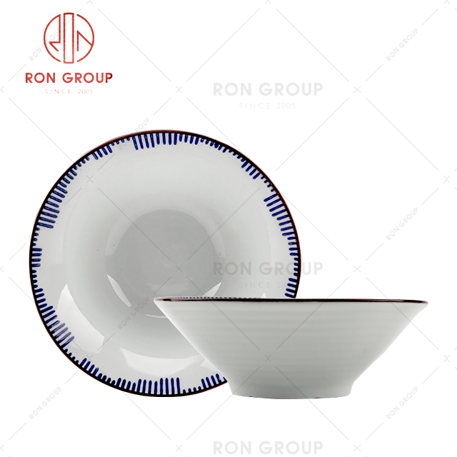 Blue line edge design creative restaurant tableware ceramic hotel bowl