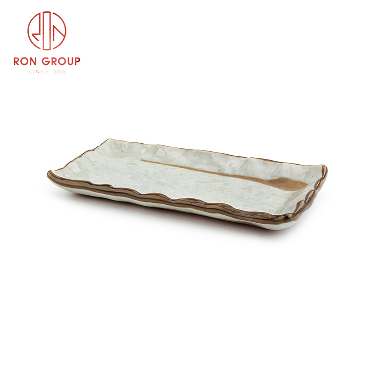 Best selling high quality ceramic rectangle plate barbecue plate Japanese Korean style dinnerware set