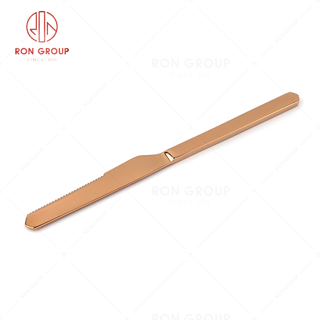 RN0178E00447 Hot Sale High Quality  Rose Gold Stainless Steel Cutlery Arthur Series-- Steak Knife