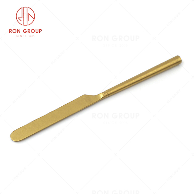 RN0178E00090 Wholesale High Quality Gold Stainless Steel Cutlery Barton Series-- Dessert Knife