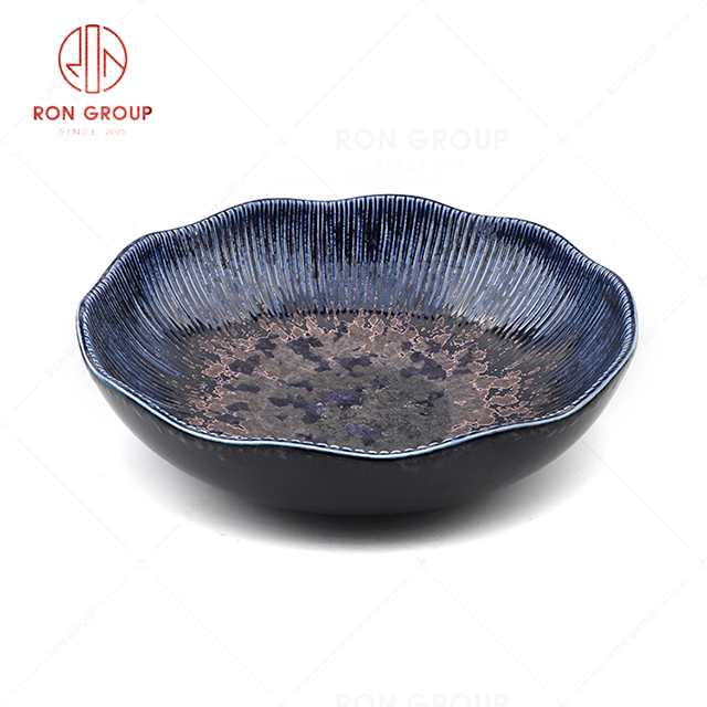 RN0660P00269 Wholesale High Quality  Blue Agate Ceramic Plum Blossom Bowl