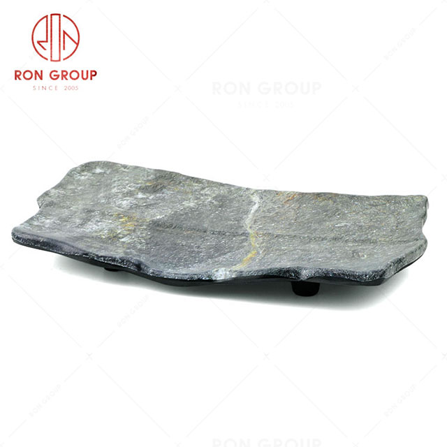 RN0039M00015 Hot Sale High Quality Durable Grey Stone Grain Melamine  Tall Plate