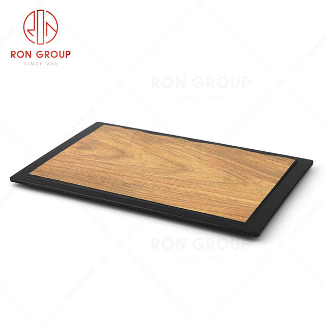 RN0039M00099-100-101 Hot Sale High Quality Durable Brown Wood Grain Melamine  Rectangular Plate
