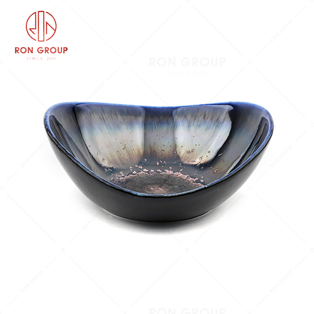 RN0660P00252 Hot Selling Unique Design Blue Agate Ceramic Egg-shape Bowl