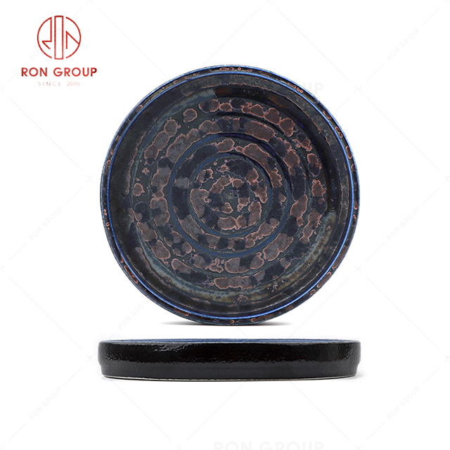 RN0660P00259 Wholesale Unique Design Blue Agate Ceramic Round Plate