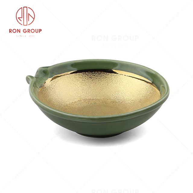 RN0660P00655 Hot Sale Unique Design Golden Forest Series  Porcelain Soup Bowl