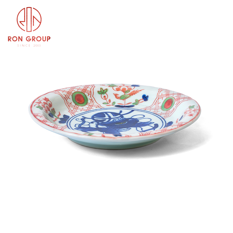Hot sale Asian style porcelain dinnerware set restaurant hotel supplies porcelain round plate