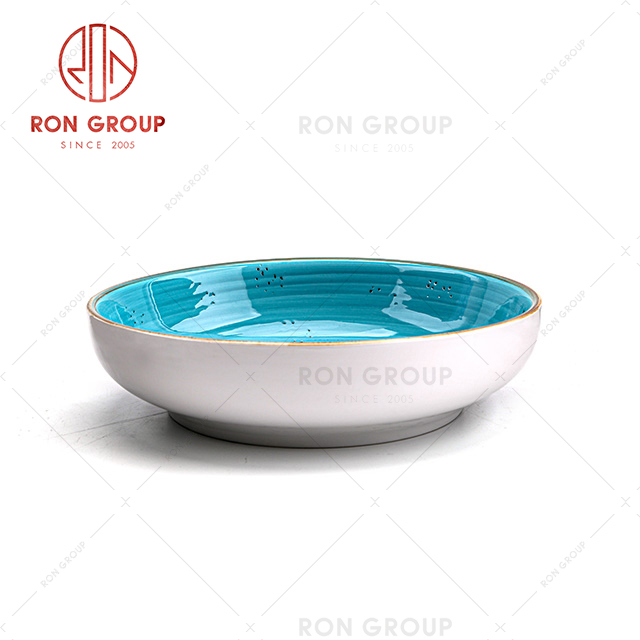 Hotel elegant Polygon Round Plate special ceramic plate for restaurant