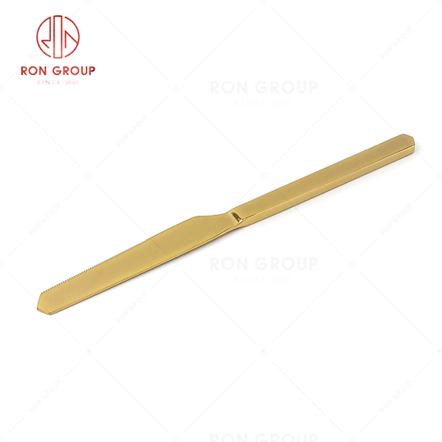 RN0178E00426 Hot Sale High Quality Gold Stainless Steel Cutlery Arthur Series-- Table Knife