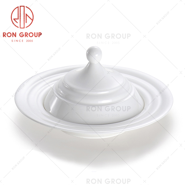 Affordable high quality durable restaurant ceramic tableware hotel banquet tableware set bowl and plate with cover