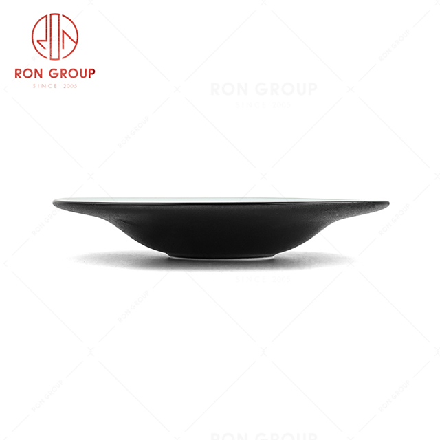 Textured ceramic high-quality black restaurant tableware hat-shape plate