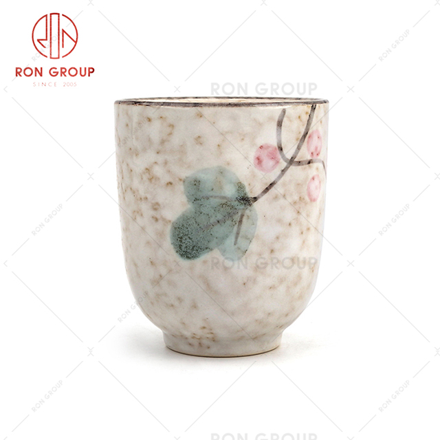 Hand painted bouquet temperament design high-end restaurant banquet ceramic water wine cup