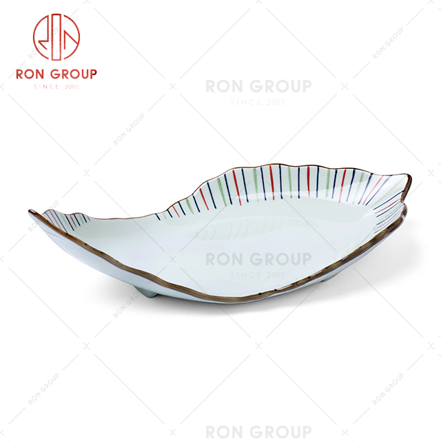 High quality restaurant ceramic dinner plate irregular sushi plate