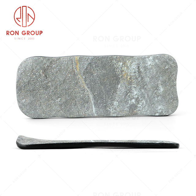 RN0039M00040 Hot Sale High Quality Durable Grey Stone Grain Melamine Rectangular Plate