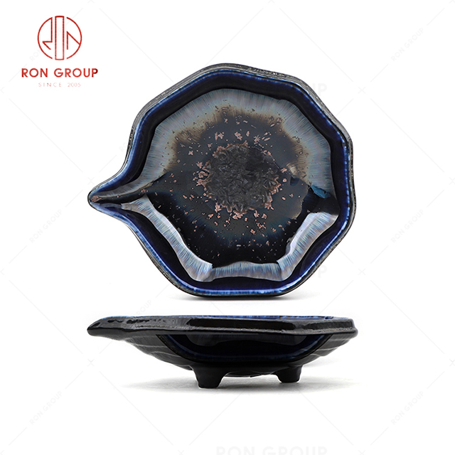 RN0660P00255  Hot Selling Unique Design Exquisit Blue Agate Ceramic Soup Plate
