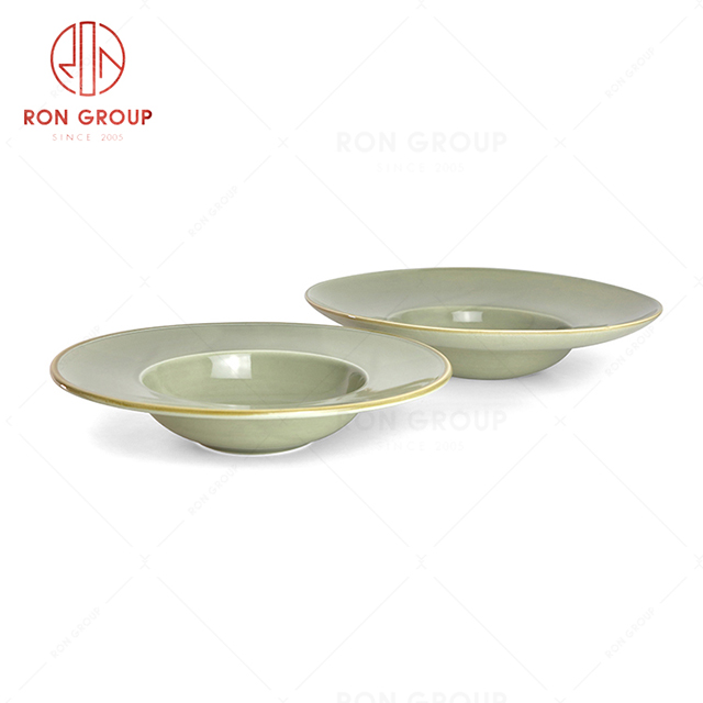 RonGroup New Color Morandi Chip Proof Porcelain  Collection - Ceramic Dinnerware Hat Shape Plate