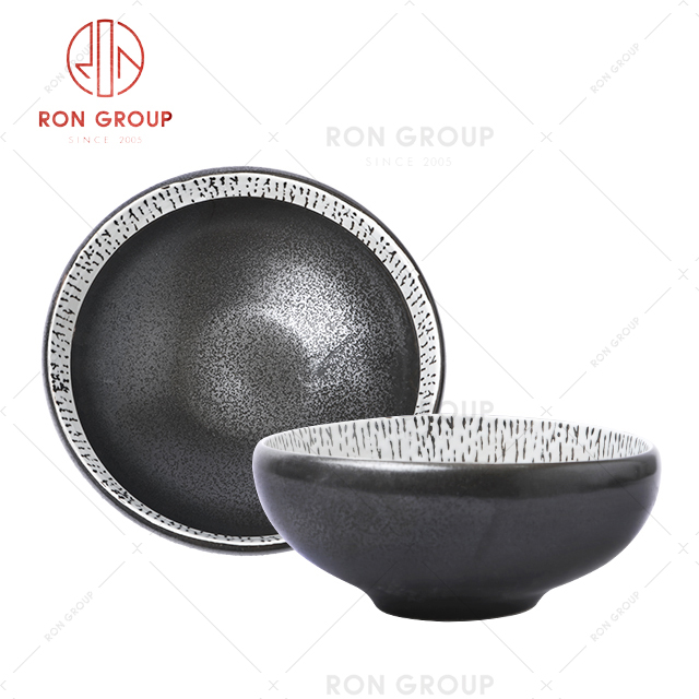 Upscale Japanese Creative Sharp Bottom Retro Restaurant Soup Ramen Ceramic Bowl