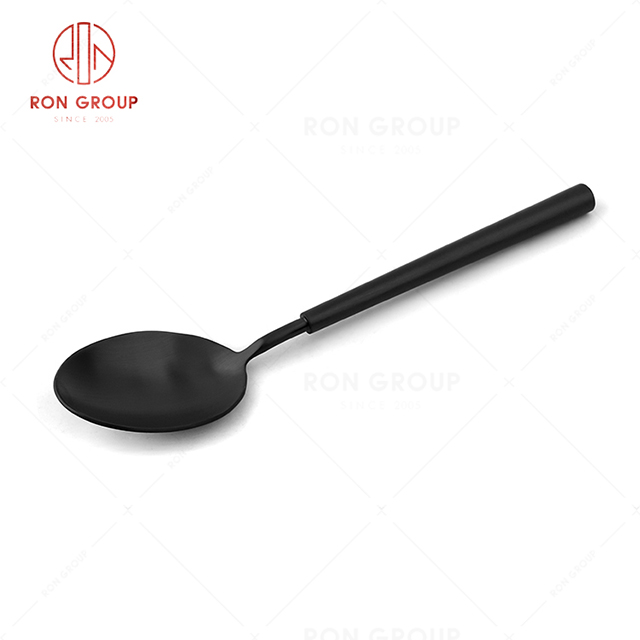 RN0178E00128 Hot Sale High Quality Exquisite Black Stainless Steel Barton Series--Dessert Spoon 