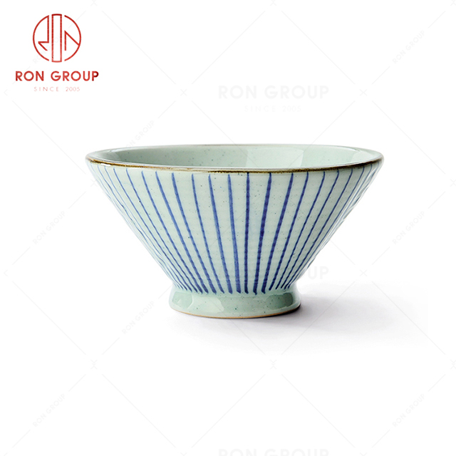 Retro design regular size restaurant tableware ceramic rice soup bowl