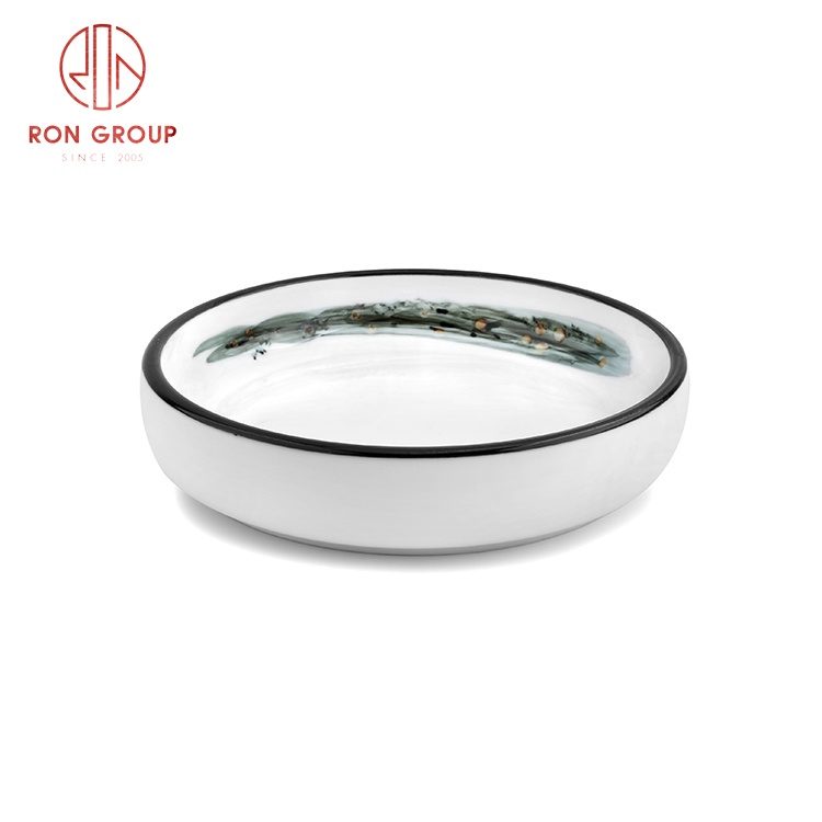 High-quality new chinese modern porcelain soup plate fine dining porcelain ink painting tableware