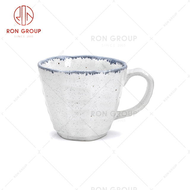 White cup grey edge design restaurant creative ceramic cup hotel new style tea water cup