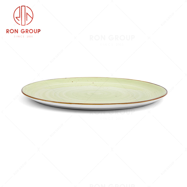 RonGroup New Color Apple Green  Chip Proof Porcelain  Collection - Ceramic Dinnerware  Pizza Plate