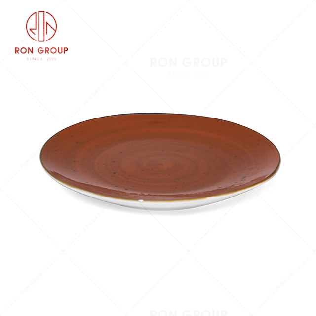RN0037P03212-30 Wholesale Chip Proof Porcelain Tomato Jam Series Shallow Round Plate