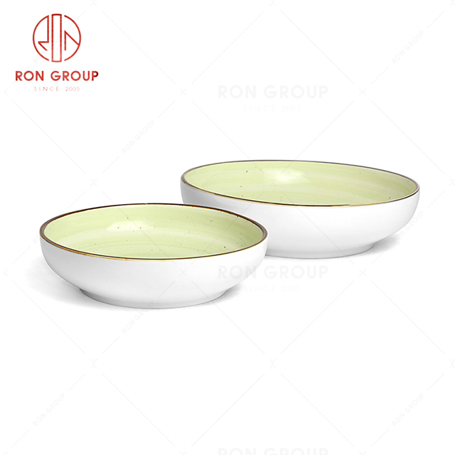 RonGroup New Color Apple Green  Chip Proof Porcelain  Collection - Ceramic Dinnerware Round Meal Plate (Round Plate)