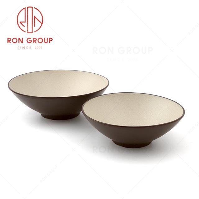 RN0011M02141-142 Wholesale Durable Terracotta Brown Series Melamine Noodle Bowl