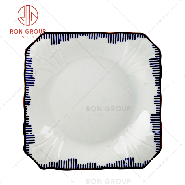 White japanese restaurant plate set leaf shaped sushi ceramics dinnerware for sale