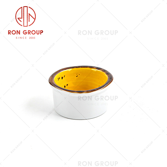 Ginger enamel porcelain dishes round bone china pudding bowl stonware ceramic cup