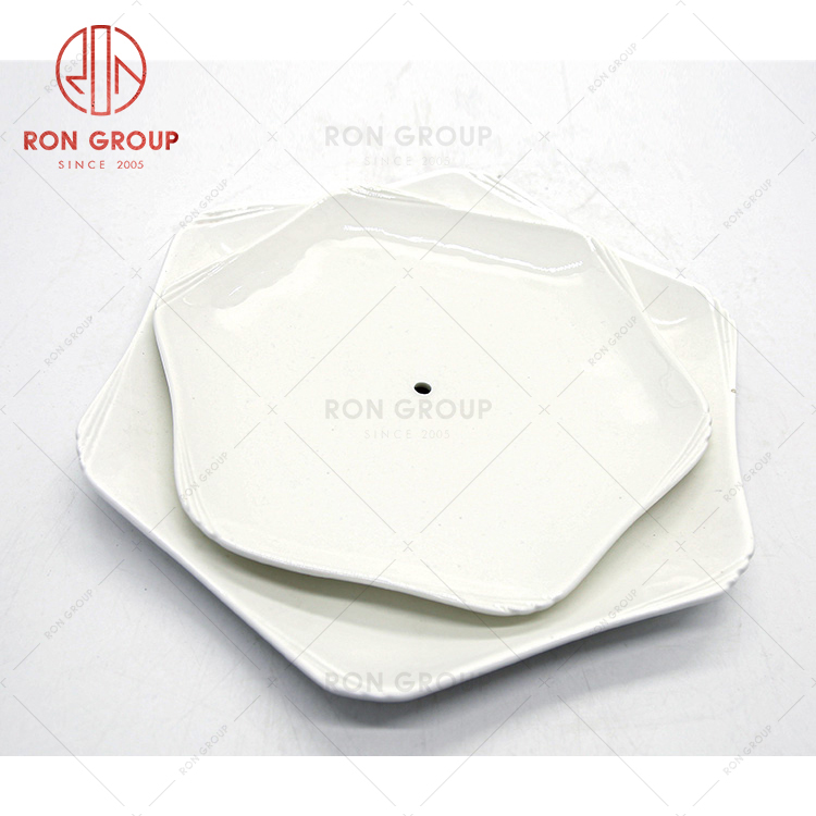 High quality ceramic plates dinnerware simple white dishes set for home use