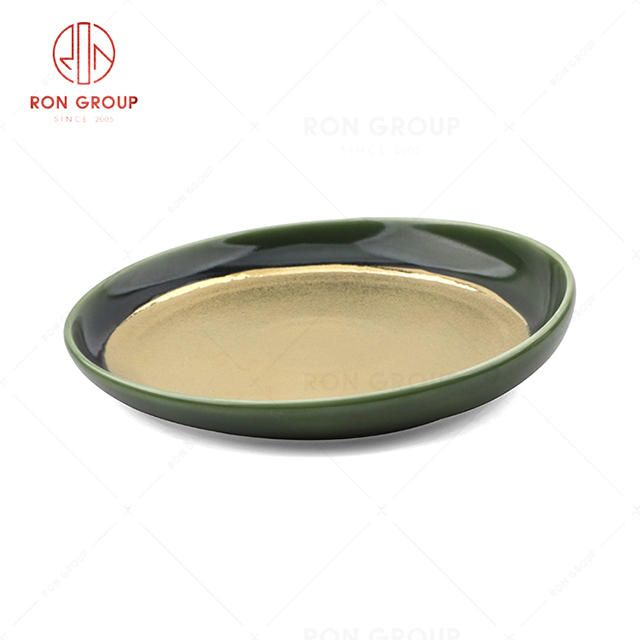 RN0660P00711 Hot Sale Unique Design Classic Ceramic Oblique Shallow Round Plate