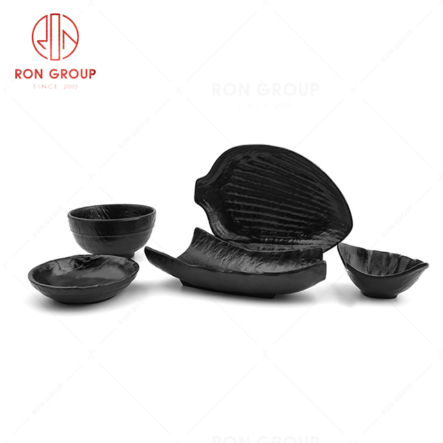 Chinese manufactures ceramic dishes matte black porcelain appetizer plates for buffet use