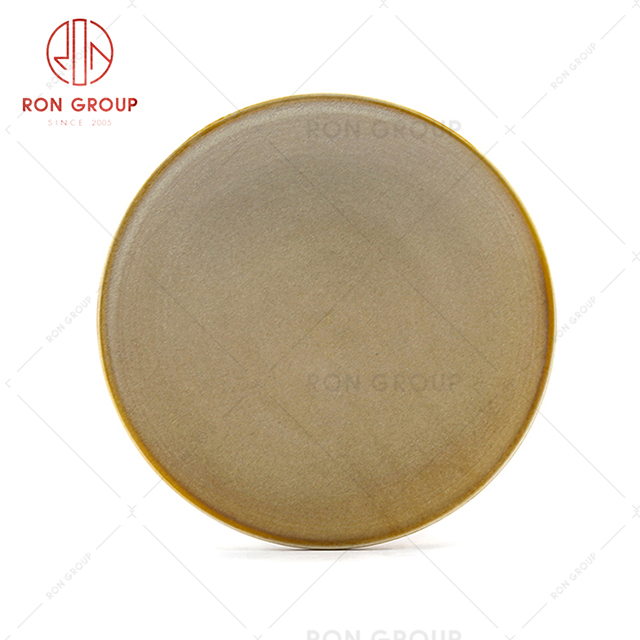 Hot sale Eropean-American style ceramic shadow round plate retro colorful factory direct to customers best quality five star hotel crockery 