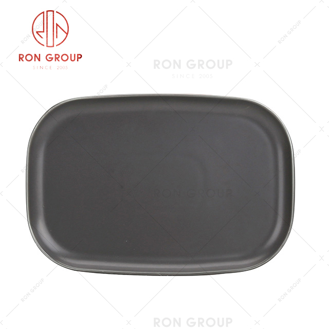 Fine dining restaurant plates dinnerware ceramic dish black square flat plate