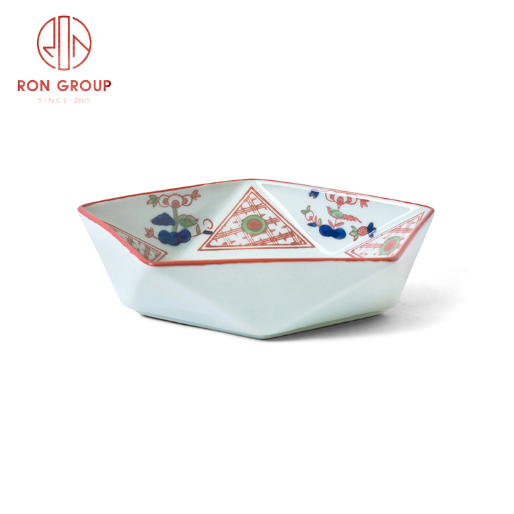 Creative Asian style porcelain dinnerware set restaurant hotel supplies porcelain Pentagon plate