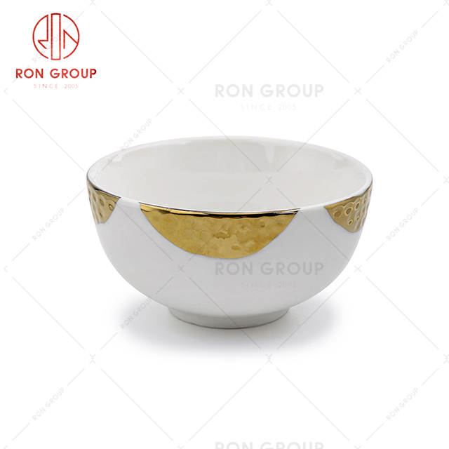 Creative gold plating design exquisite restaurant tableware hotel dinner rice bowl