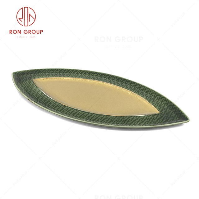 RN0660P00665 Hot Sale High Quality Exquisite Ceramic Wanfu Leaf Plate