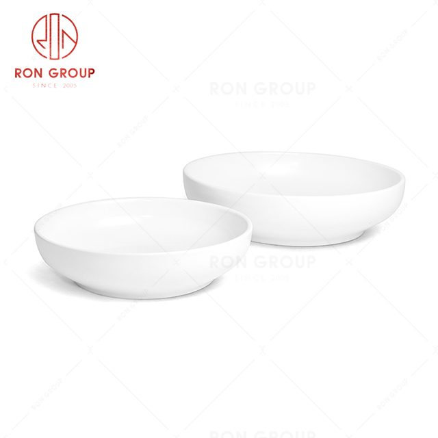 RonGroup New Color Matte White Chip Proof Porcelain  Collection - Ceramic Dinnerware Soup  Plate 