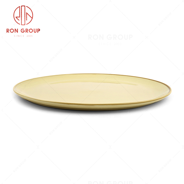 RonGroup New Color Custard Chip Proof Porcelain  Collection - Ceramic Dinnerware Pizza Plate