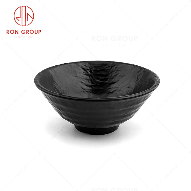 Drop resistant restaurant tableware melamine matte black rounded bowl