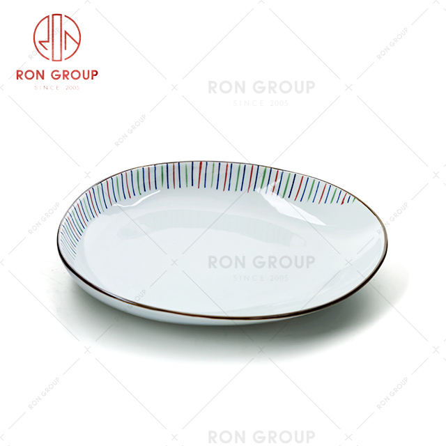 Factory sale simple design modern style ceramic round porcelain plate