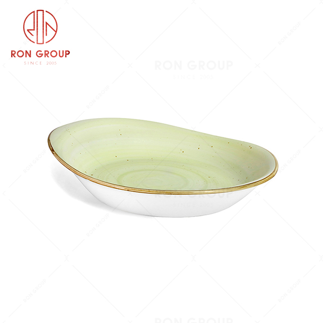 RonGroup New Color Apple Green  Chip Proof Porcelain  Collection - Ceramic Dinnerware Soup Plate 