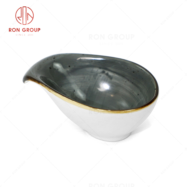 RN0037P04566  Wholesale Chip Proof  Porcelain Collection Dark Grey  Snack Bowl