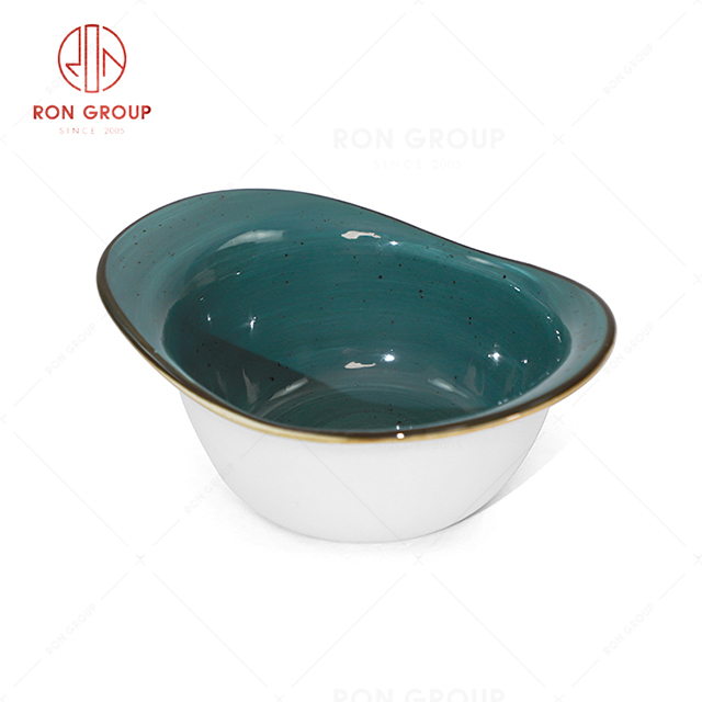 RN0037P03348  Wholesale Chip Proof Porcelain Midnight Blue Salad Bowl