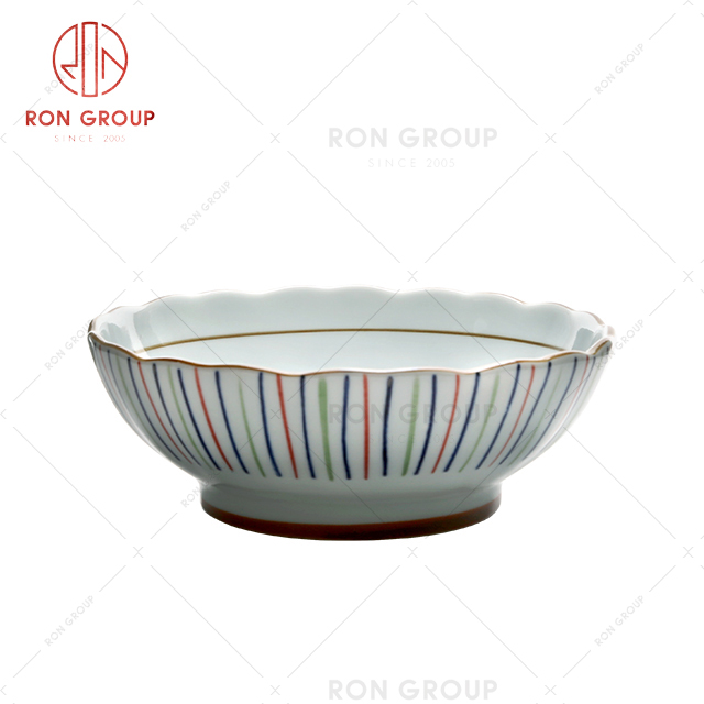 custom printed cheap price porcelain oval salad bowl for restaurant use