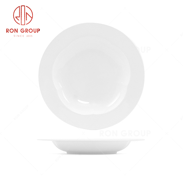 RN0037P06244-45 Hot Selling Simple Design Bone China  Flat Soup Plate