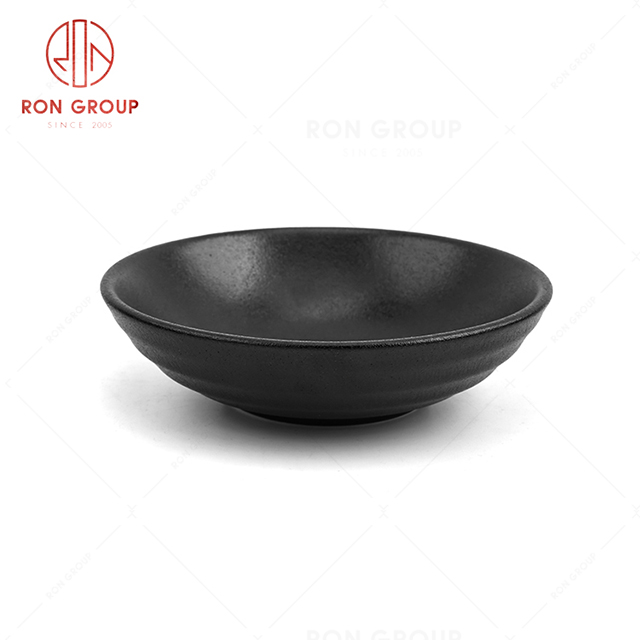 Anti scalding frosted series restaurant tableware classic black ripple shallow bowl