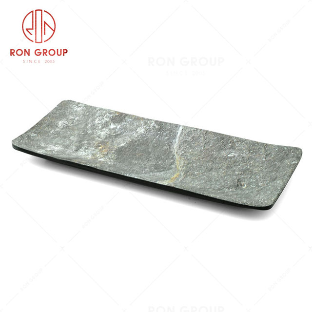 RN0039M00022 Hot Sale High Quality Durable Grey Stone Grain Melamine  Plate